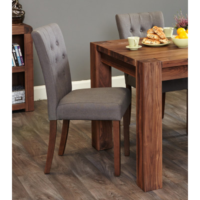 Walnut Flare Back Upholstered Dining Chair - Slate (Pack of Two)