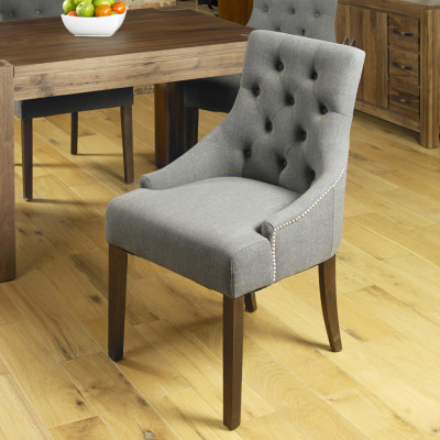 Walnut Accent Upholstered Dining Chair - Slate (Pack Of Two)