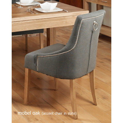 Oak Accent Upholstered Dining Chair - Slate (Pack Of Two)