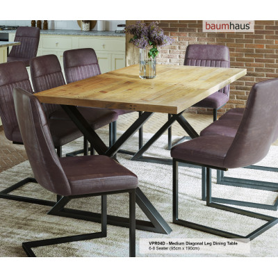 Urban Elegance - Reclaimed Table MEDIUM (Diagonal Leg / 95cm x 190cm top) 6-8 seater