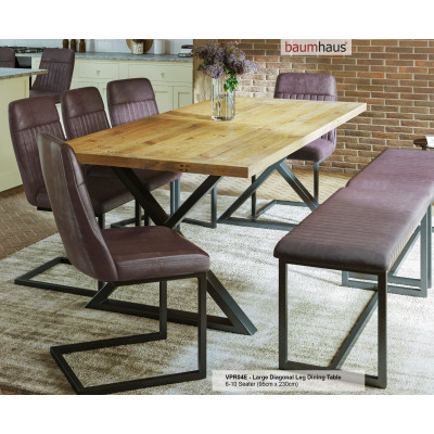 Urban Elegance - Reclaimed Table LARGE (Diagonal Leg / 95cm x 230cm top) 6-10 Seater