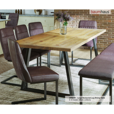 Urban Elegance - Reclaimed Table LARGE (Horizontal Leg / 95cm x 230cm top) 6-10 seater