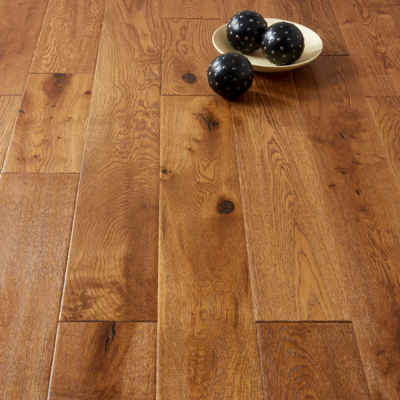Boston Engineered Real Wood Oak Handscraped Distressed Cognac Lacquered