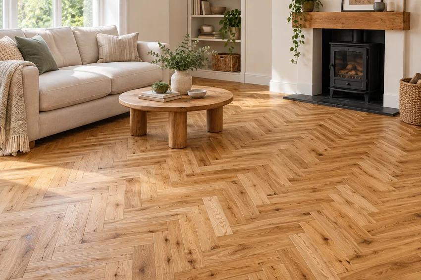 Kensington Engineered Real Wood Herringbone Oak Natural Brushed Lacquered