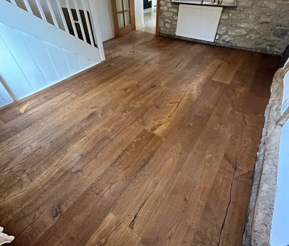 Windsor Oak 3D Smoked Brushed Oiled 260mm wide installed floor