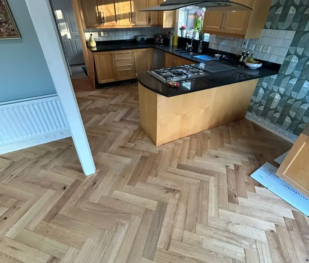 Kensington Oak Herringbone Natural Brushed Oiled installed floor